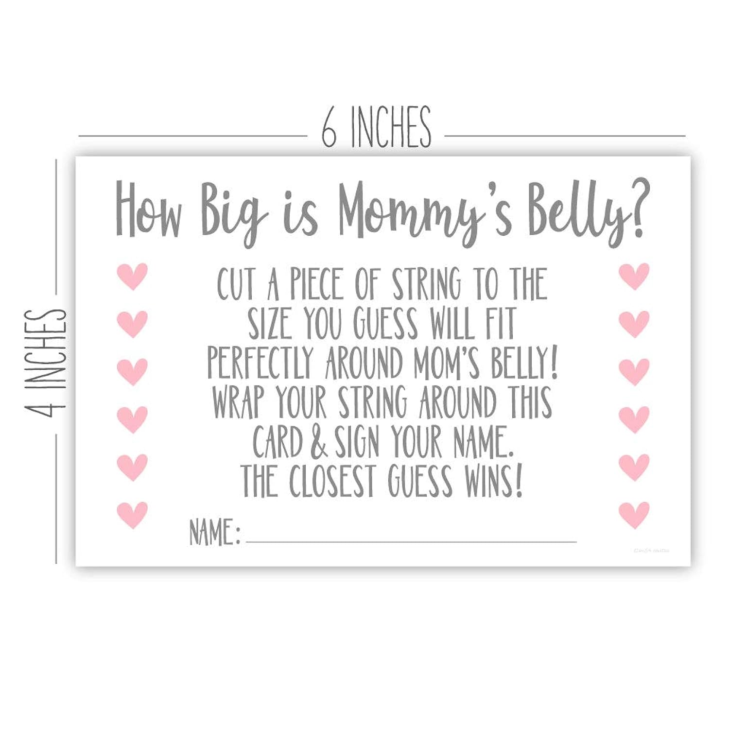 How Big Is Mommy’S Belly (50 Count) - Measure Mom’S Belly Baby Shower Game