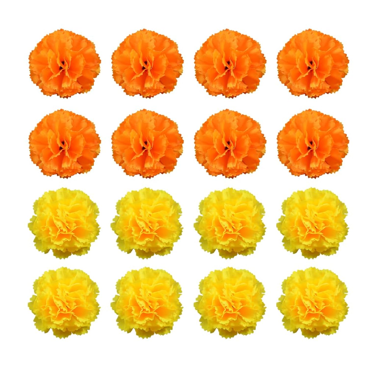 40 Pcs Artificial Marigold Flower Heads Faux Floral Heads Fake Halloween Marigold Flowers False Mexican Marigold Flowers Realistic Flower Heads Orange Yellow