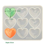 Pack Of 2, Heart Shape Epoxy Mold Silicone Mold 9Pcs 5.2 X 4.2Cm Resin Love Heart Shape Beads Making Diy Craft