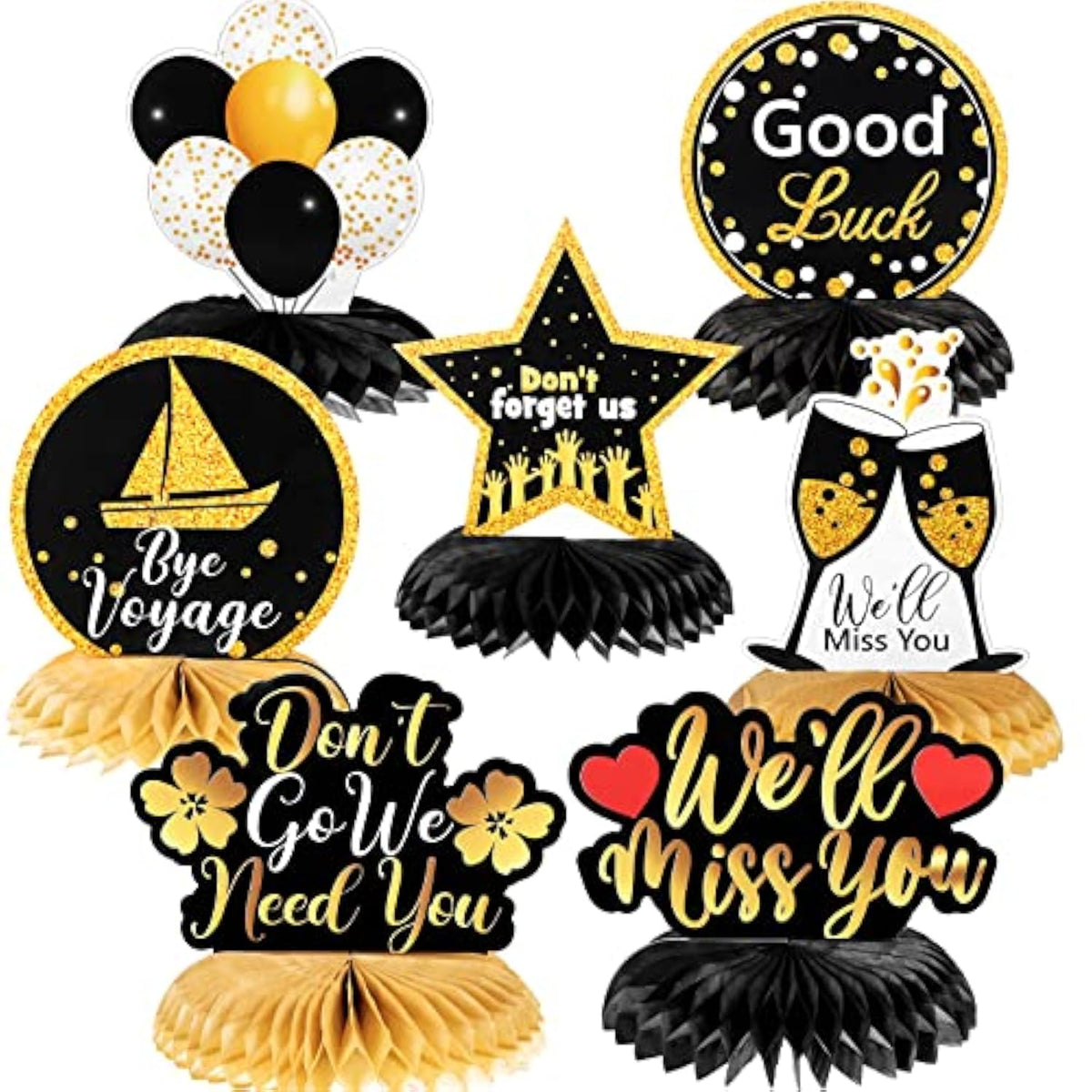 7 Pieces Farewell Party Decorations We Will Miss You Decorations Honeycomb Going Away Party Centerpiece For Coworker Employee Friend Goodbye Retirement Supplies