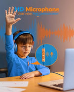 Kids Wired Headphones with Mic, Volume-Limiting, Foldable & Safe for Learning