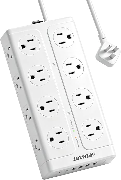 Surge Protector Power Strip with 16 Outlets 6 USB Ports 2 USB C 6FT Extension Cord