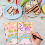 Peace Out Single Digits Birthday Invitations For Kids Girls Boys, Rainbow Tie Dye Double Digits 10Th Birthday Party Invitation Cards, Party Decor Supplies - 20 Fill In Invitations With Envelopes (C01)