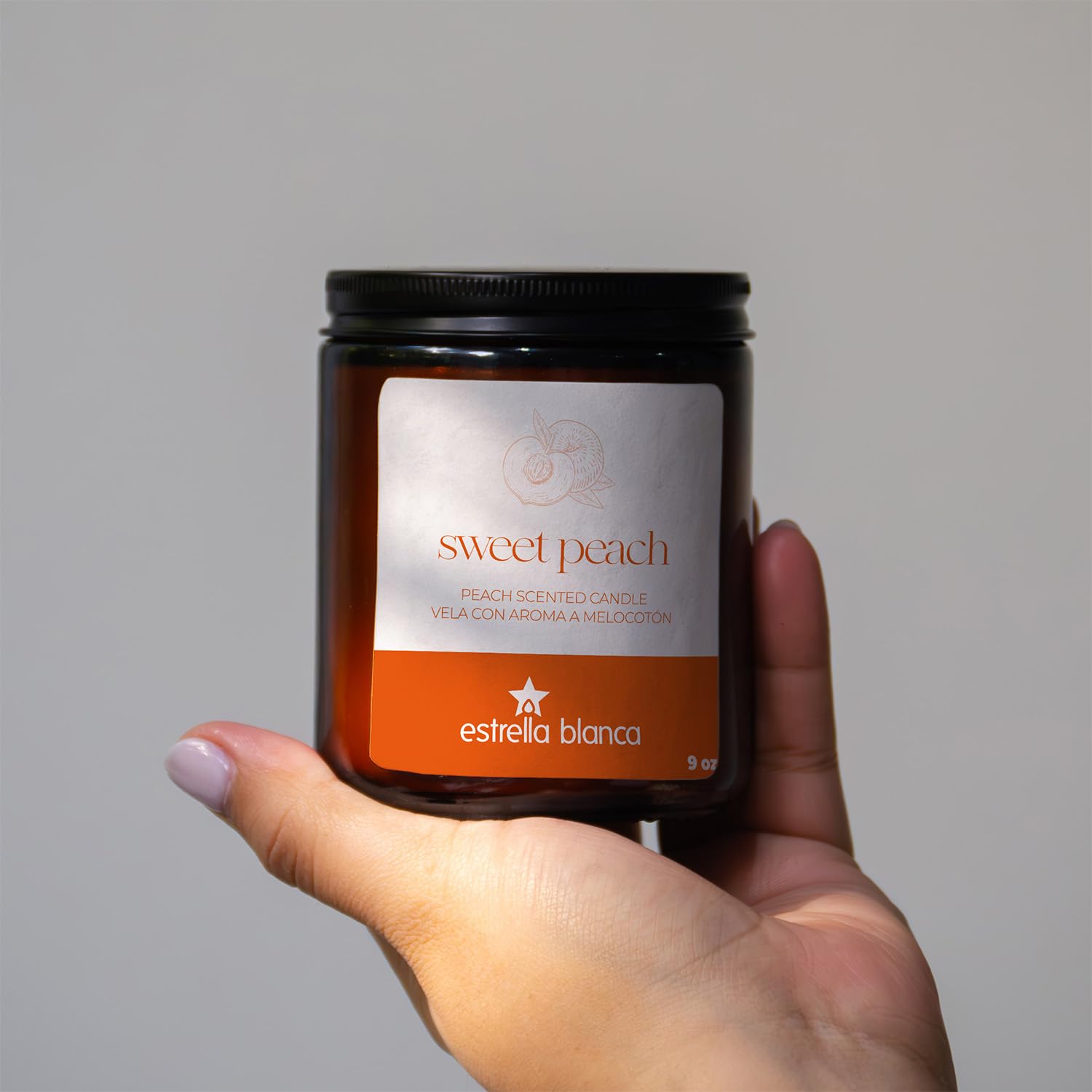 Sweet Peach Scented Candle 9Oz – Long Burning Soy Wax Candle With 36 Hour Burn Time, Aromatherapy Candle For Stress Relief, Relaxation, Home Decor, Gifts For Women And Men