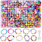 1000Pcs Polymer Clay Beads Bracelet Making Kit, 24 Style Cute Fun Beads Fruit Flower Animal Cake Butterfly Heart Beads Charms For Jewelry Necklace Earring Making Diy Accessories For Women Girls