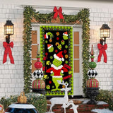 Green Christmas Decorations Door Cover Merry Christmas Door Cover 6 X 3Ft Black Buffalo Grid Flag Photography Banner Christmas Xmas Winter Holiday Home Kitchen