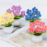Crochet Flowers Artifical Small Patted Flowers For Office Desk Car Dashboard Decor Motivational Gifts For Women Handmade Knitted Flowers Home Decoration (Genus Myosotis-Yellow)
