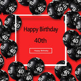 36 Pieces 40Th 50Th 60Th 70Th Birthday Party Latex Balloons Black Numb