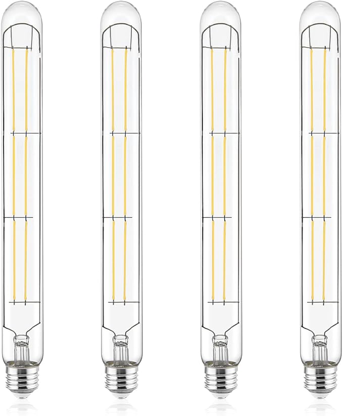 Vintage T9 Long LED Tube Bulbs E26 3500K Natural White Dimmable Edison Filament Bulbs 4 Pack