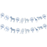 2 Pack Blue Toile De Jouy Safari Garland 6.56 Ft Jungle Party Banner Blue Chinoiserie Baby Shower Hanging Decor Animal Paper Party Supply For Birthday Wedding Christmas Bachelorette Decor
