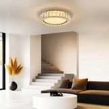 15 Inch Crystal Gold LED Ceiling Light 5CCT Dimmable Modern Flush Mount Fixture