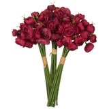 Ranunculus Artificial Flowers 21Pcs Faux Silk Mini Ranunculus Bulk Wedding Filler Flowers For Diy Bridal Shower Bouquets Centerpieces Decor(Red)