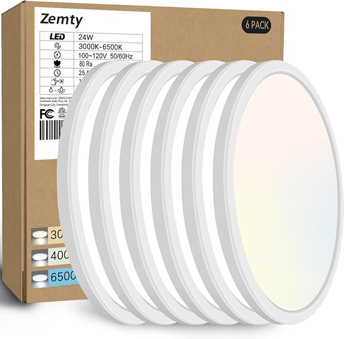 6 Pack 12 Inch LED Ceiling Lights 3200LM 5CCT Adjustable Flush Mount Fixtures