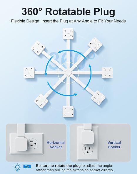 Outlet Extender 4 AC Outlets 4 USB Ports 1800J Surge Protector Power Strip