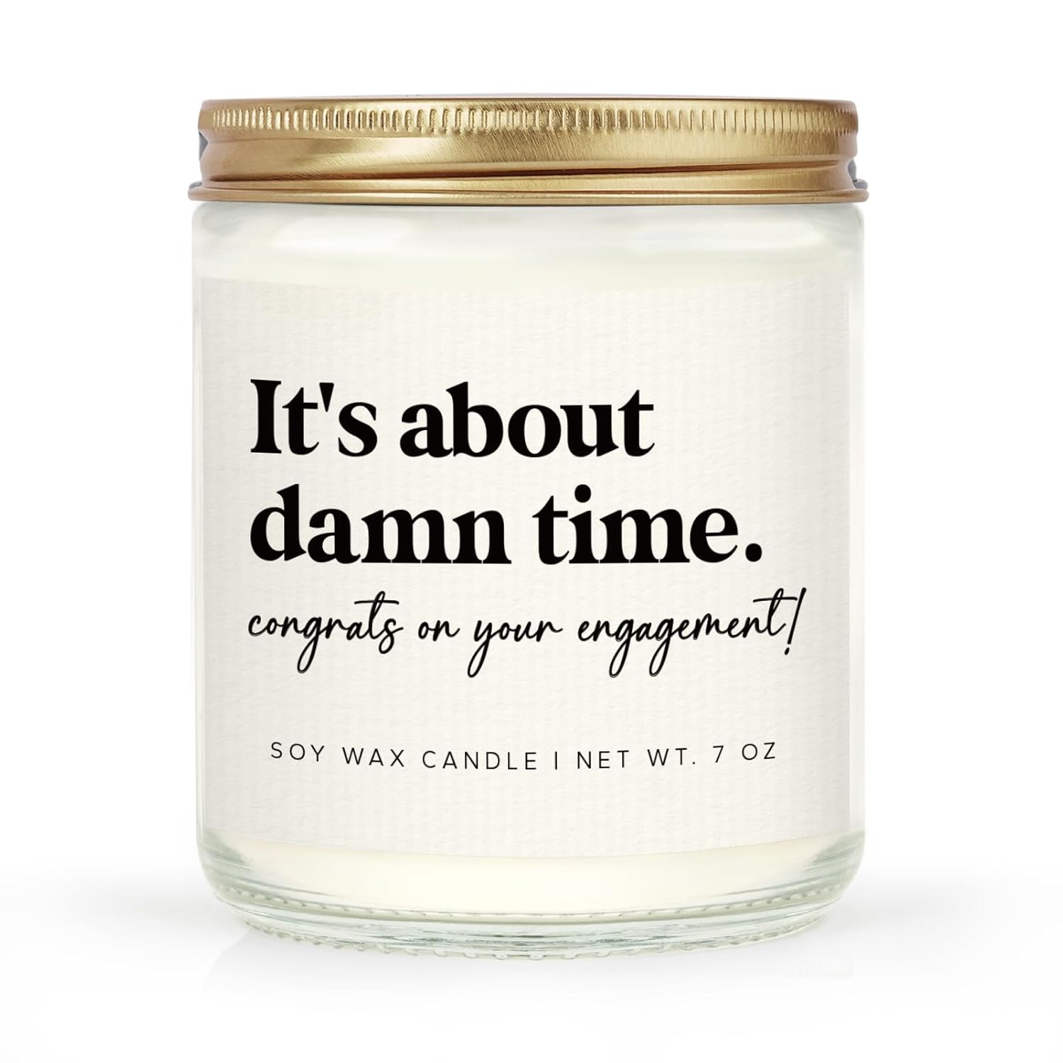 Funny Engagement Gifts For Couples, It'S About Damn Time Engaged Candle, Engagement Gift For Women, Her, Newly Engaged, Bride To Be, Bridal Shower, 7Oz Soy Scented Candles