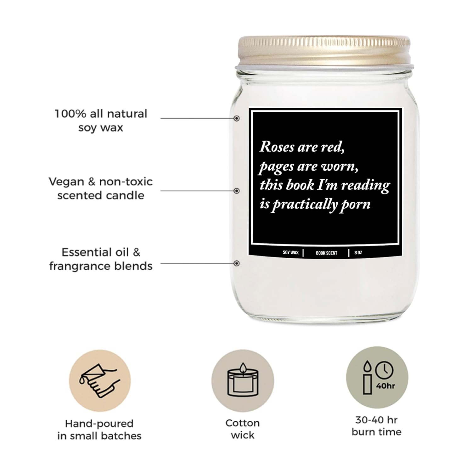 You Nique Designs Smut Candle 8Oz - Adult Readers Gifts - Smutty Book Lovers Surprise Ideas, Funny Smut Reader Presents - Smut Book Merch - Smutty Reading, Smut Gifts