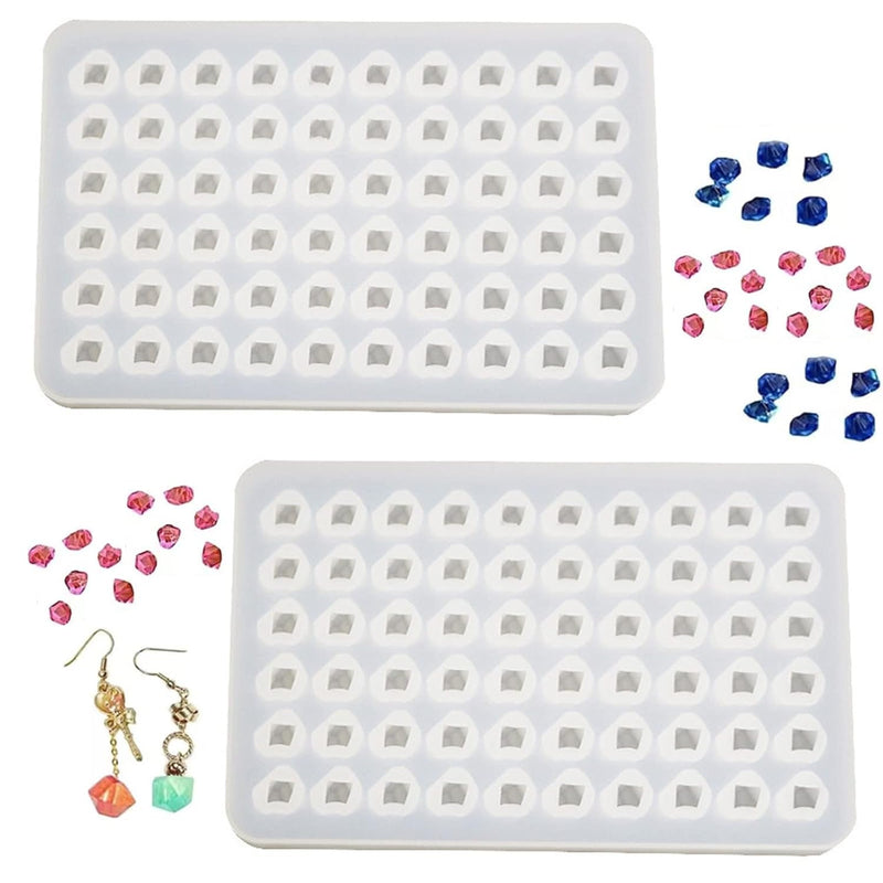 2 Pcs Mold Resin Craft Makes 60 Crystals,Crystal Gem Resin Silicone Mold, Mini 3D Diamond Epoxy Casting Mold For Resin Candles Soap Ice Cube Jewelry