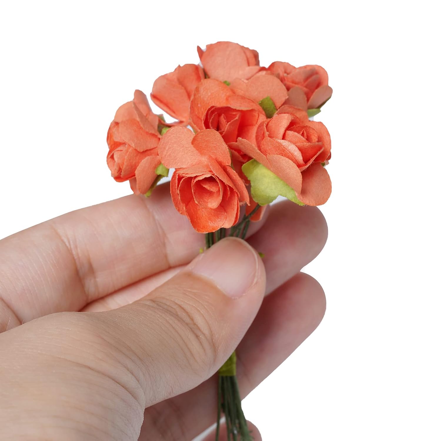 120Pcs Artificial Paper Rose Mini Rose Flower Mini Paper Flower Crafts Artificial Paper Flowers (Random Color)