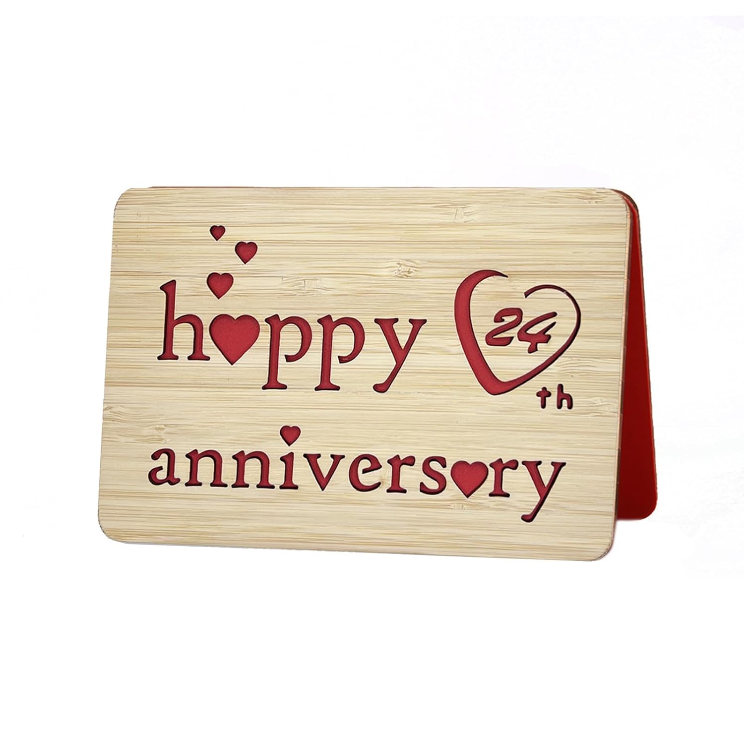Wooden 24Th Anniversary Card,Handmade 24 Years Wedding Anniversary Greeting Cards,24Th Anniversary Card For Her,Him,Husband,Wife