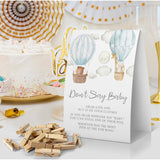 Don'T Say Baby Baby Shower Game, Animals Baby Shower Decoration Blue, Fire Balloon Don'T Say Baby Sign, Fun Baby Shower Games, Clothespins For Baby Shower-Dsba11
