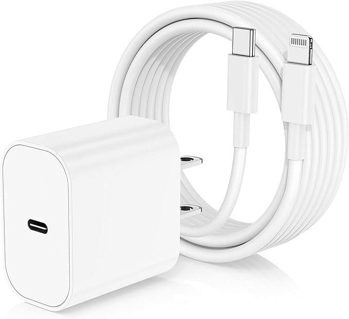 20W USB C Fast Charger with 10FT USB C to Lightning Cable for iPhone 14 13 12 11 iPad