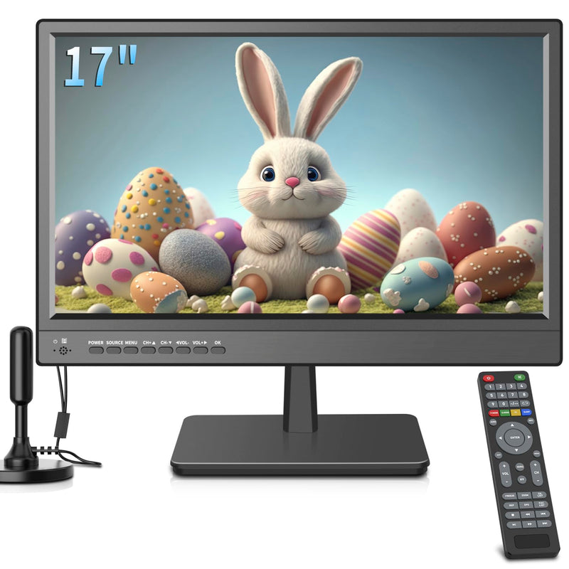 17" Small Flat Screen TV w/ ATSC Tuner, HDMI, USB, 12V Charger, AC Power