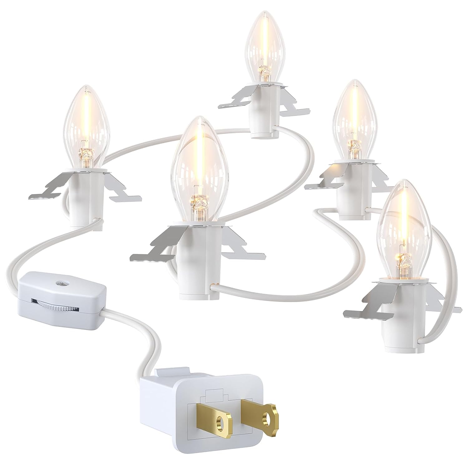 Christmas Village Lights, 10.5Ft Accessory Cord With 5 Led Light Bulb, Blow Mold Replacement Lights With Switch, C7 Ligh