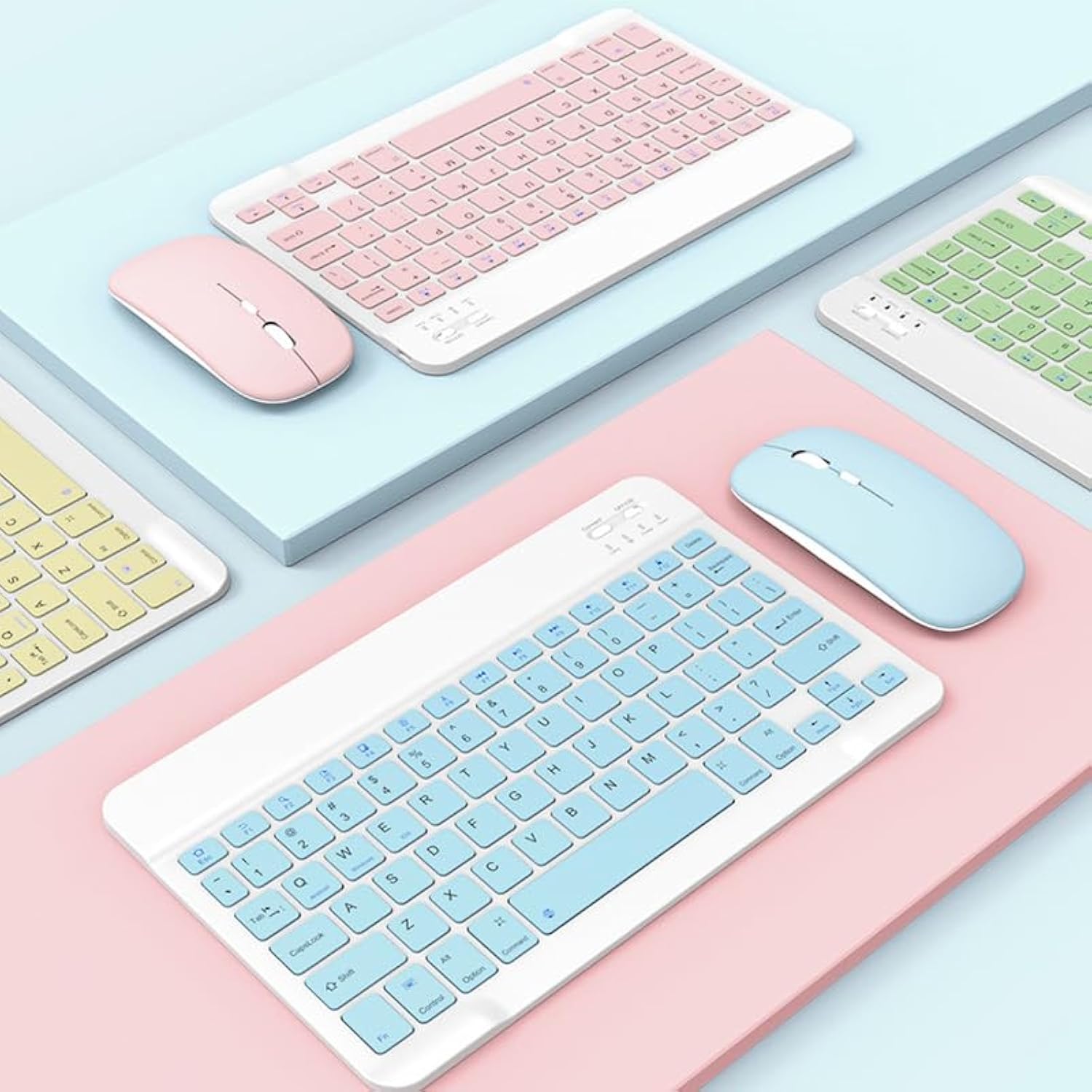 Wireless Keyboard And Mouse Bluetooth Rechargeable Wireless Mouse Keyboard Set Ultra-Slim Portable Compact Keyboard And Mouse Combo For Computer/Pc/Windows/Win7/8/10/Mac/Ipad/Ios/Phone/Android (Green)