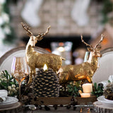 Pine Cone Flameless Candles Battery Operated With 6 Hour Timer Unscented Real Wax Flat Wick Flickering Pinecone Led Candles Christmas Home Holiday Decoration(2 Pack Brown)