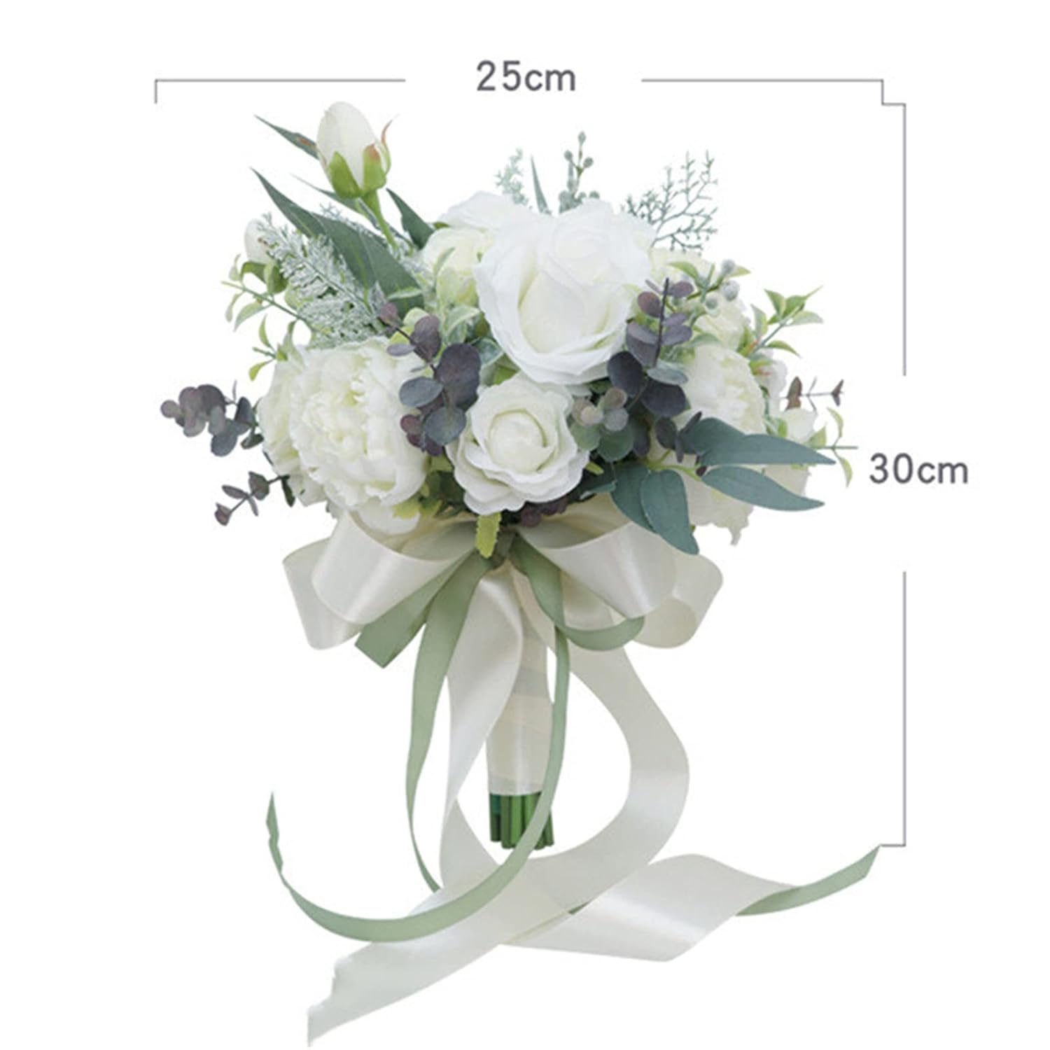 Wedding Bouquet Artificial Roses Flower Bride Bridal Bouquets Handmade Silk White Rose Flower Wedding Bridal Bouquets For Church Party Home Decoration