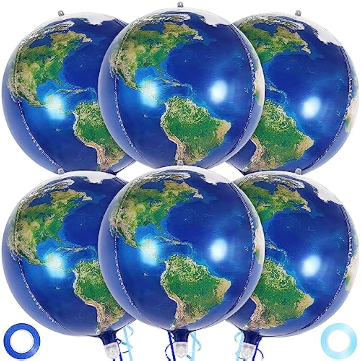 22 Inch Globe Earth Balloons, Large World Map Foil Balloons, 6 Pcs Planet Round Sphere Balloons For Earth Day Travel Adventure Birthday Party Decorations Supplies