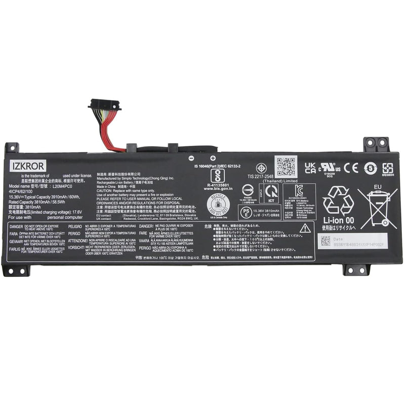 L20M4Pc0 60Wh 3910Mah Battery Replacement For Lenovo Legion 5-15Ith6H 5-15Ith6