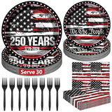 120PCS 4th of July Plates and Napkins Sets, Paper Patriotic Plates Decor