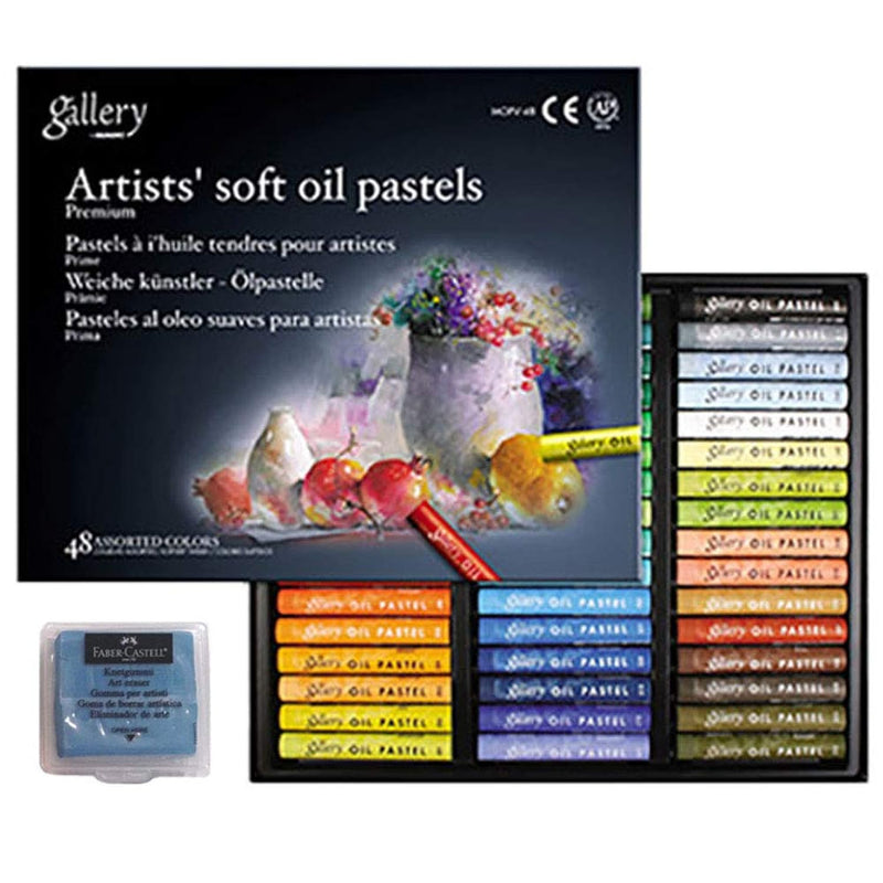 Gallery Soft Oil Pastels Set 48 Colors (Incl. Oil Pastels Set Of 48, Art Erase