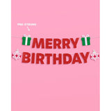 Merry Birthday Banner - Red Glitter, 5 Ft. | Christmas Bday Garland, Xmas Party Decoration, Winter Holiday Sign, Sparkly Photoshoot Backdrop