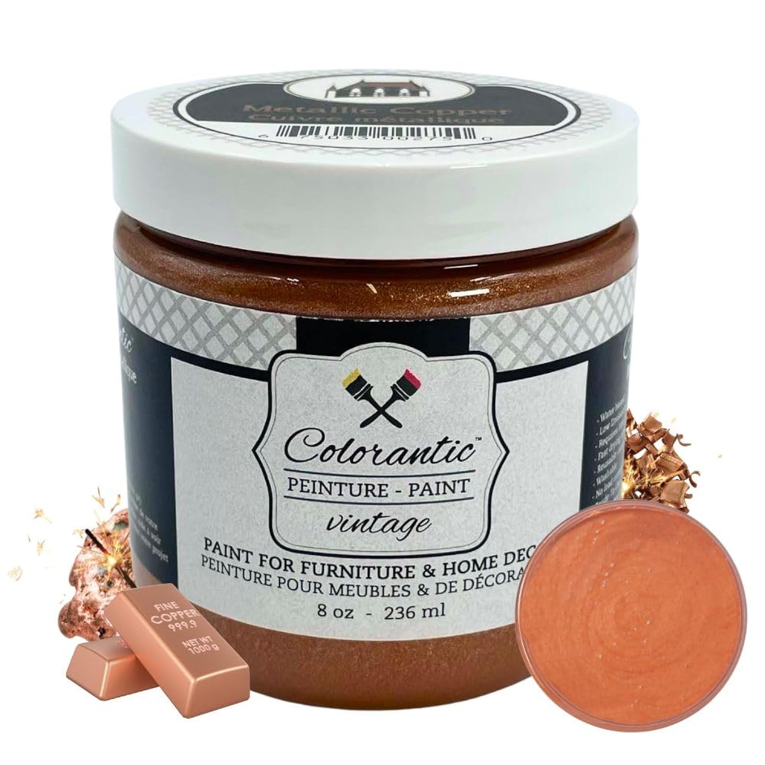 | Furniture Diy Metallic Copper Bronze Paint | Art Craft Walls Opaque - Pouring Paint (8 Oz)