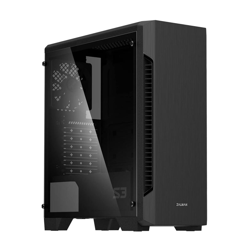 S3 Atx Mid Tower Computer Case W/ Tempered Glass Side Panels & 3X Pre-Installe