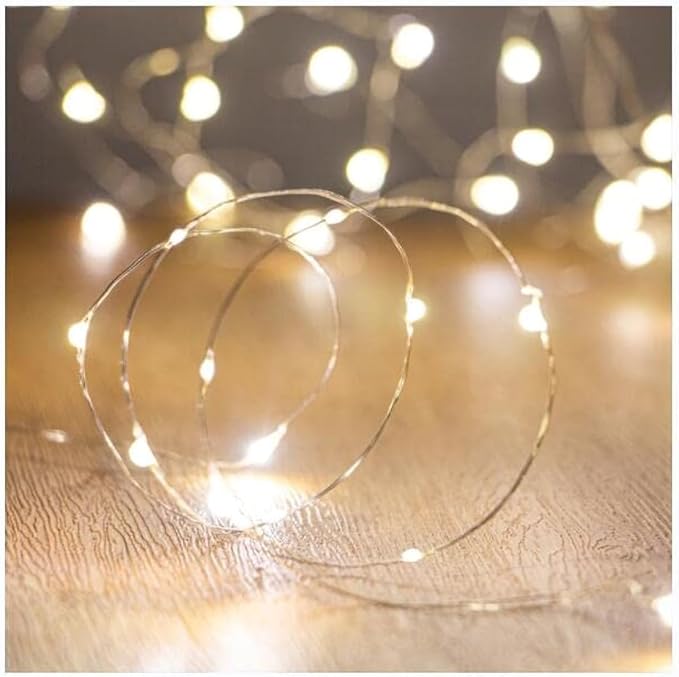 10FT Battery Operated Fairy Lights Warm White String Lights for Bedroom Wedding Party Centerpiece Decor