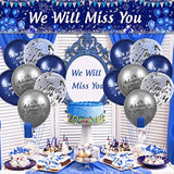 Blue We Will Miss You Party Decorations Navy Blue Silver We Will Miss You Banner And 18Pcs Good Luck Going Away Balloons For Farewell Retirement Graduation Coworker Leaving Goodbye Party
