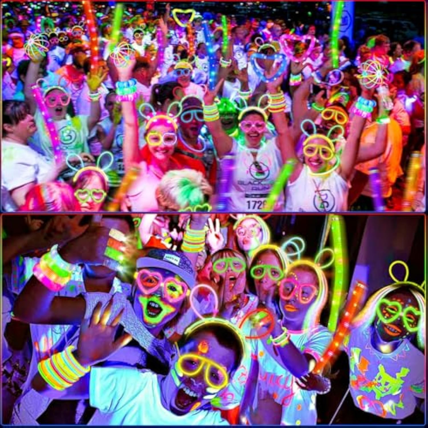 Glow In The Dark Party Favors For Adults Kids, 27 Carnival Accessories, 56 Led Light Up Toys Bulk, 100 Glow Sticks Party Pack, Neon Party Supplies & Decorations