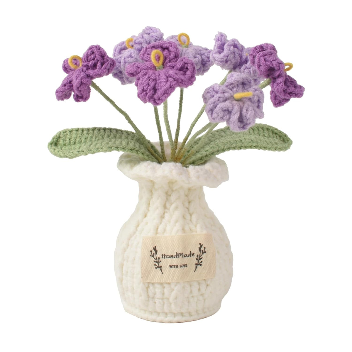 Crochet Flower Pot Forget-Me-Not Handmade Knitted Potted Flower For Home Decor, Gifts