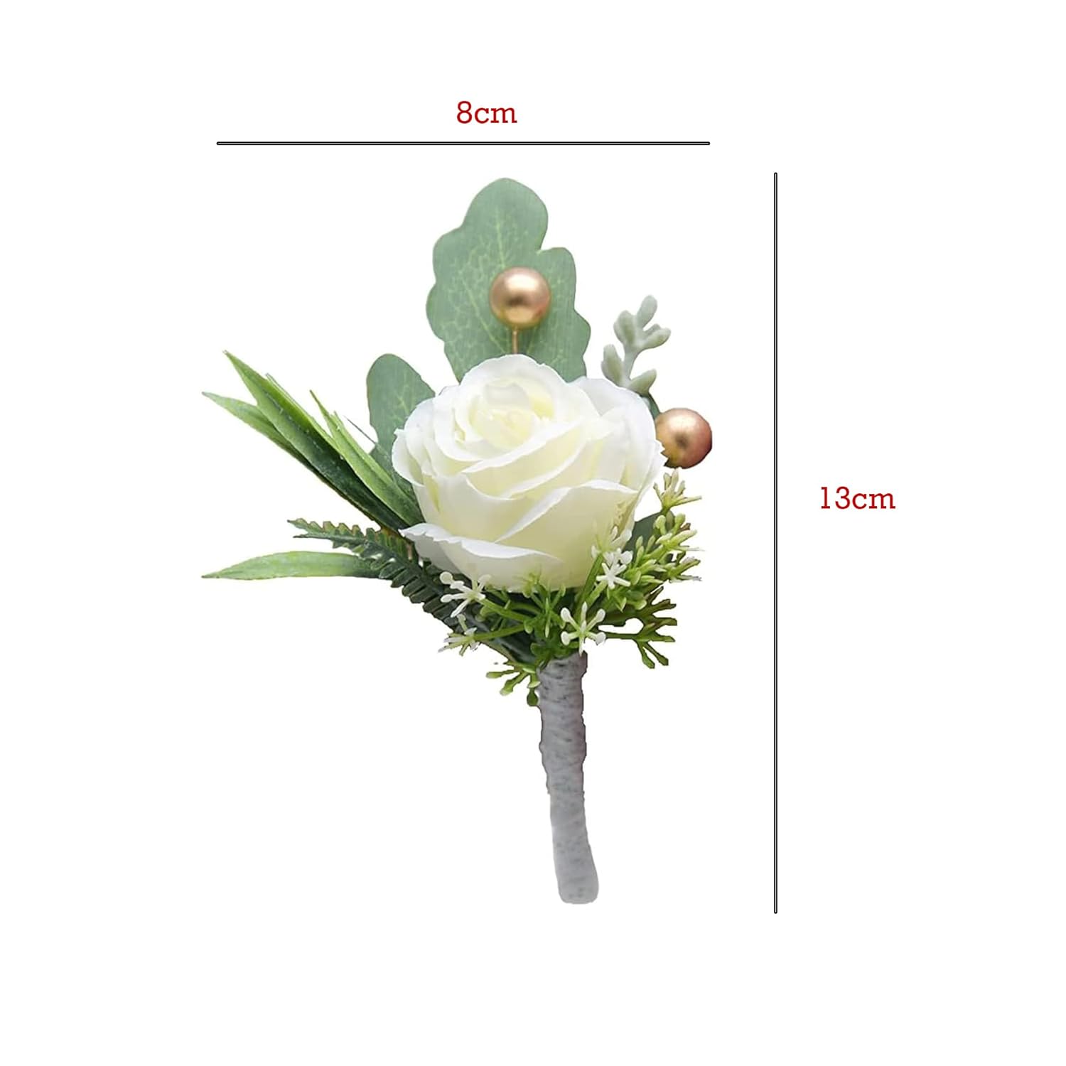 2Pcs Roses Boutonniere For Men Wedding, Groom Groomsman Artificial White Rose Flowers With Pins For Wedding Anniversary Celebration,Prom,Party,Home Decoration Artificial Flowers