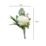 2Pcs Roses Boutonniere For Men Wedding, Groom Groomsman Artificial White Rose Flowers With Pins For Wedding Anniversary Celebration,Prom,Party,Home Decoration Artificial Flowers
