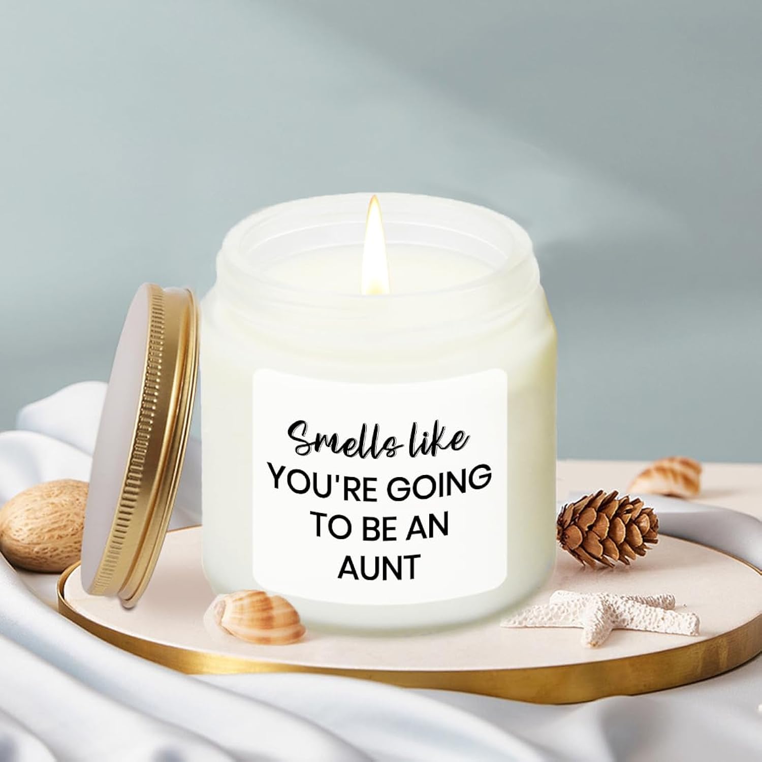 New Auntie Gifts First Time Scented Candle - Pregnancy Announcement For Aunt - Promoted To Auntie - Promoted From Bestie To Auntie - Baby Reveal Gifts For Sister Friend Soy Candle 4Oz