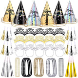 90pcs 2026 New Year Party Supplies Hats Tiaras Noise Makers Necklaces