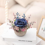 Artificial Flowers Potted Plants,Blue Fake Flowers In Pot Yellow Sunflower Centerpieces For Tables Home Office Kitchen Bathroom Shelf Plant Decor