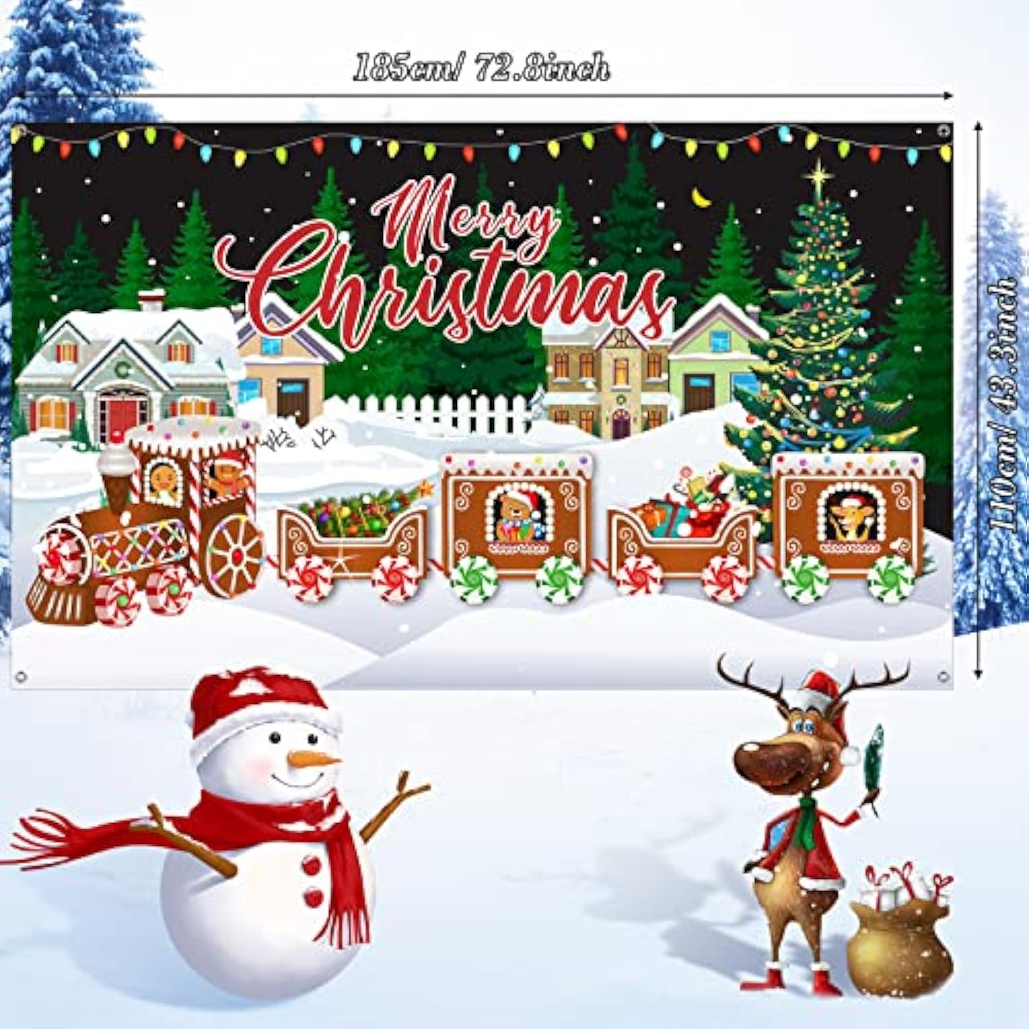 Extra Large Merry Christmas Fabric Banner for Holiday and New Year Party Decor