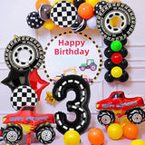 Truck Party Decorations - 9Pcs Birthday Number Foil Balloon For 3Rd Birthday Race Car Theme Party Supplies
