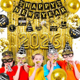 2026 New Year Eve Party Kit Banner, Hats, Balloons & Party Supplies
