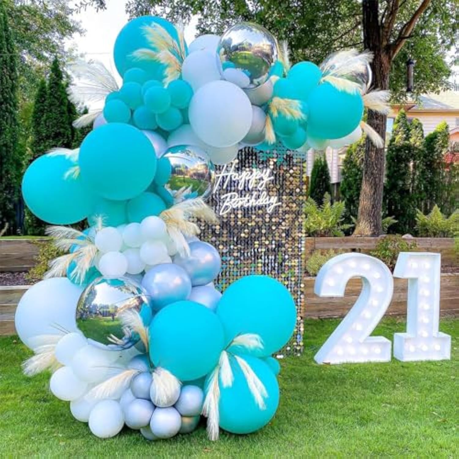102PCS Teal Balloon Arch Kit, Turquoise Garland for Birthday & Theme Parties